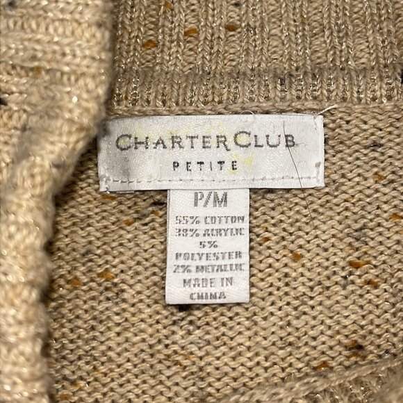 Charter Club Petite Tan Gold Cowl Neck Sweater - EUC - Picture 4 of 4